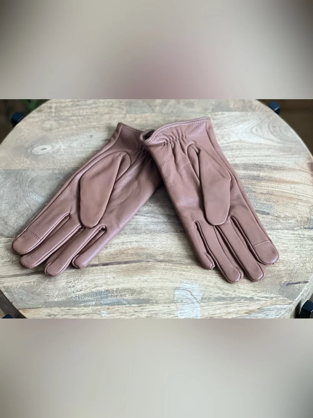 Brown Leather Women's Gloves Touchscreen